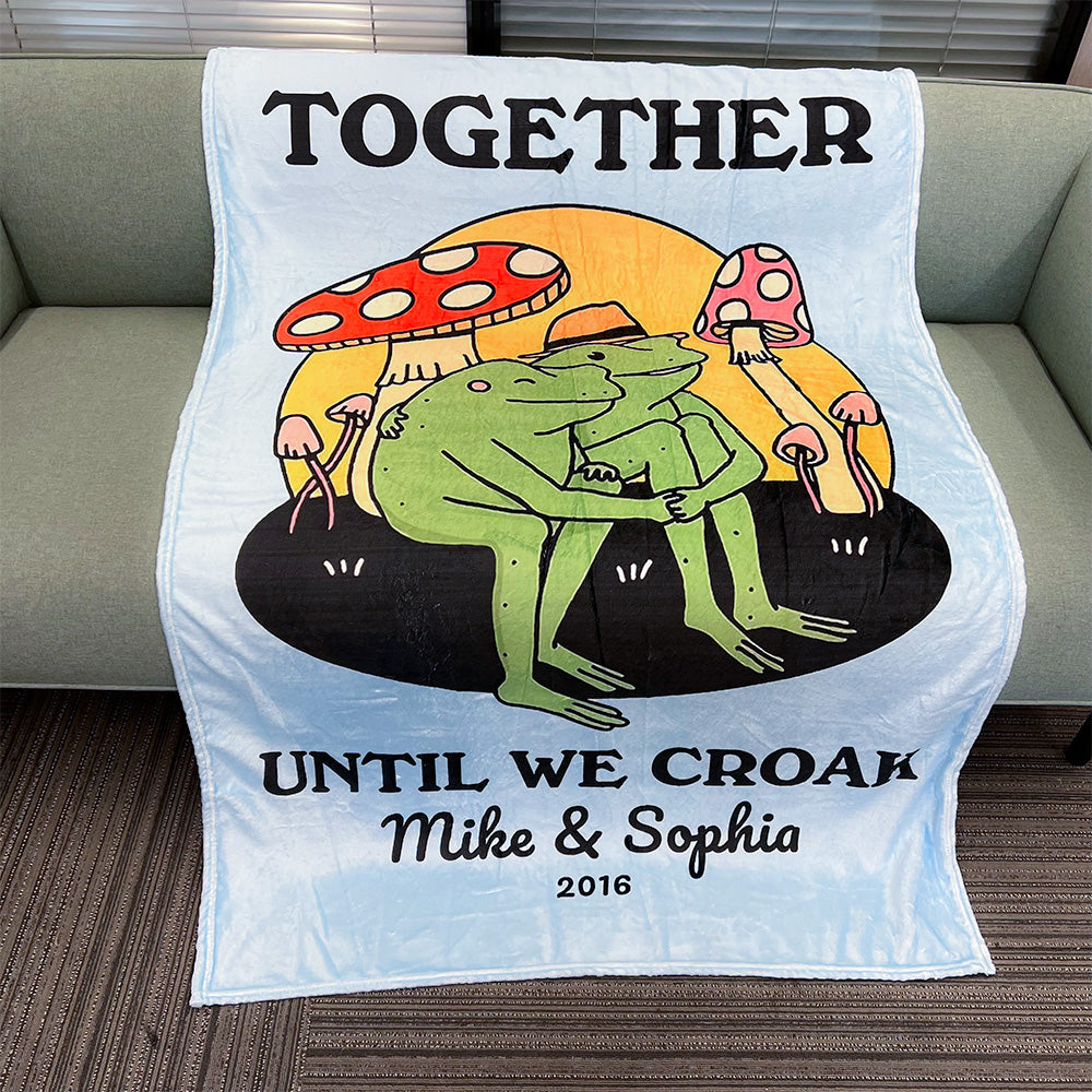 50%OFF⭐️Personalized Frog Illustration Blanket Together Until We Croak Style 3