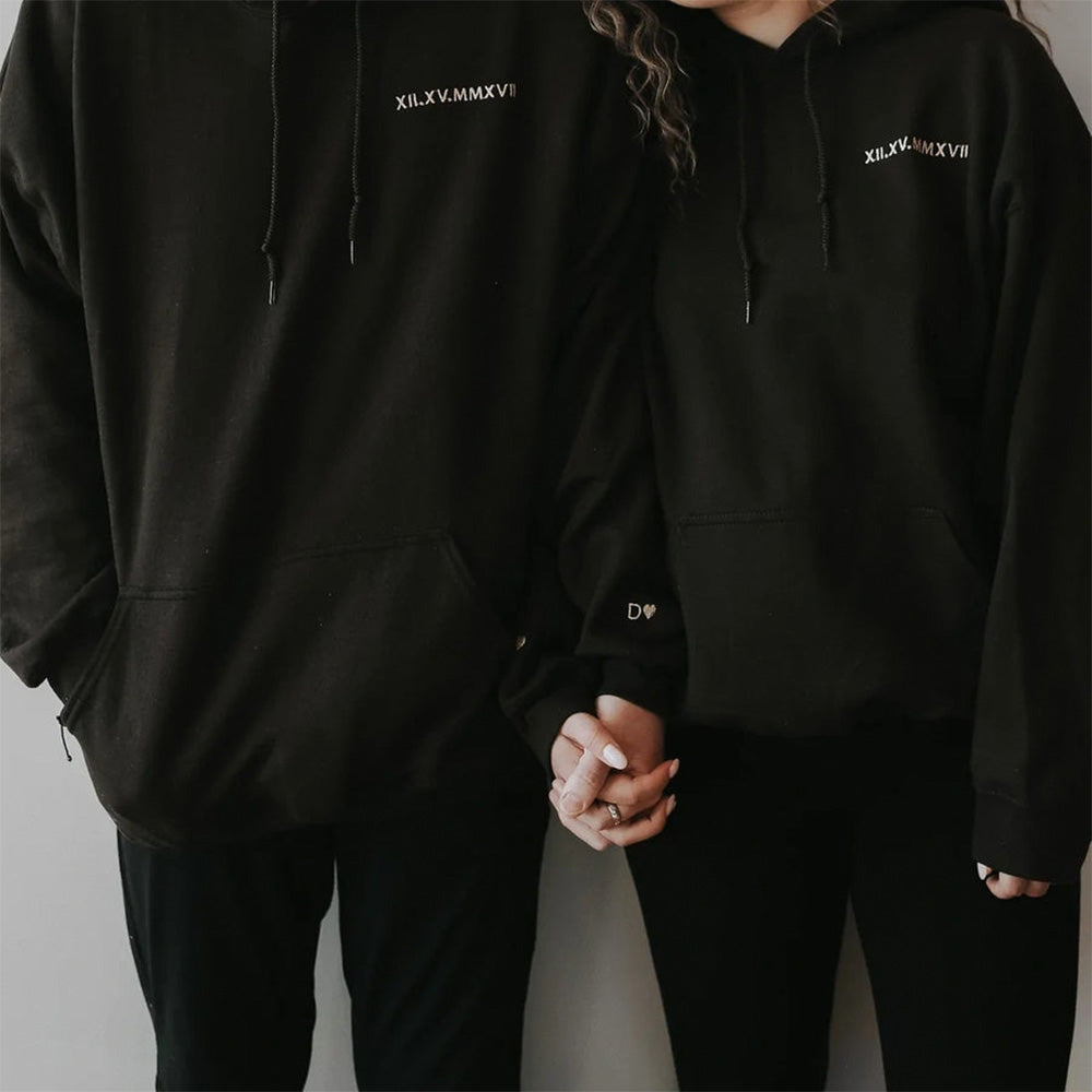 50%off⭐️Personalized Embroidered Roman Numeral Couples Hoodie/Sweatshirt