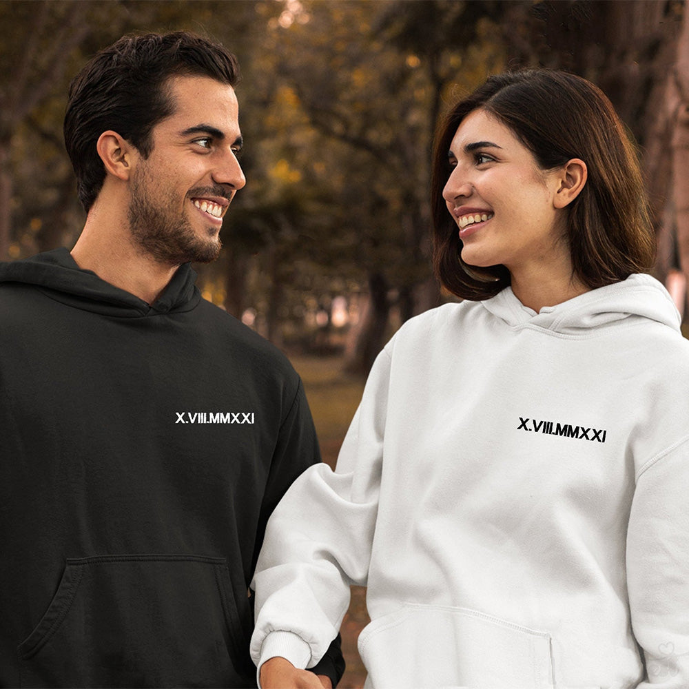 50%off⭐️Personalized Embroidered Roman Numeral Couples Hoodie/Sweatshirt