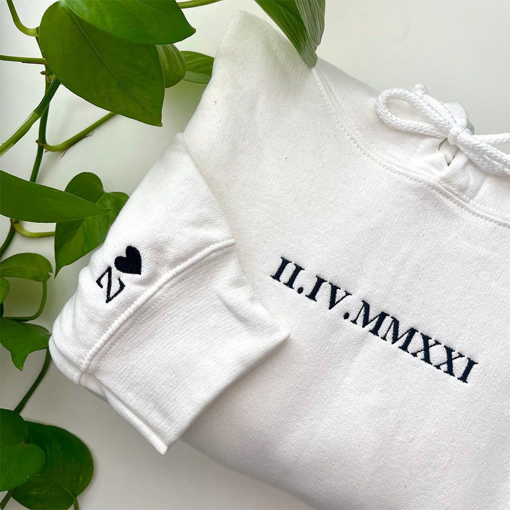 50%off⭐️Personalized Embroidered Roman Numeral Couples Hoodie/Sweatshirt