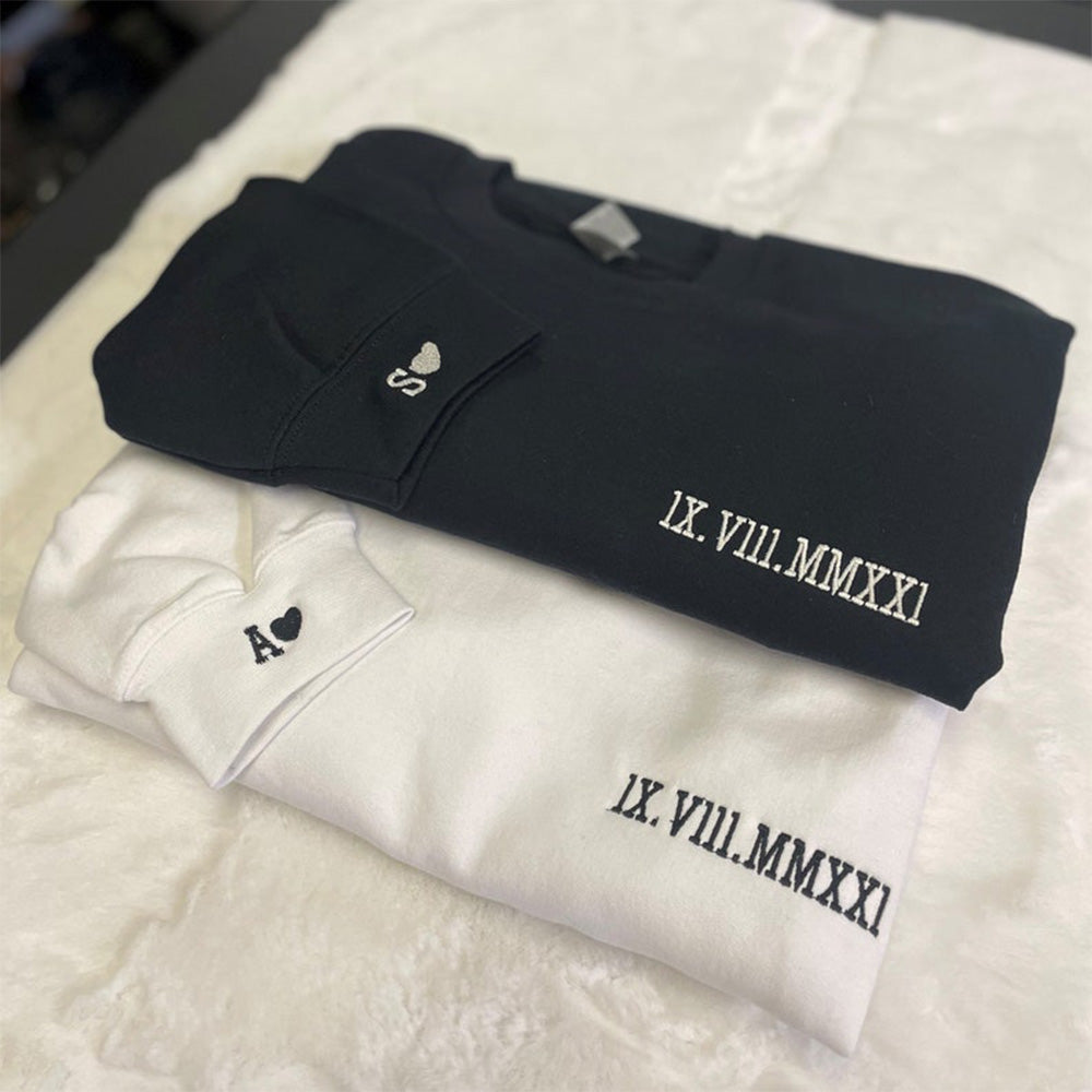 50%off⭐️Personalized Embroidered Roman Numeral Couples Hoodie/Sweatshirt