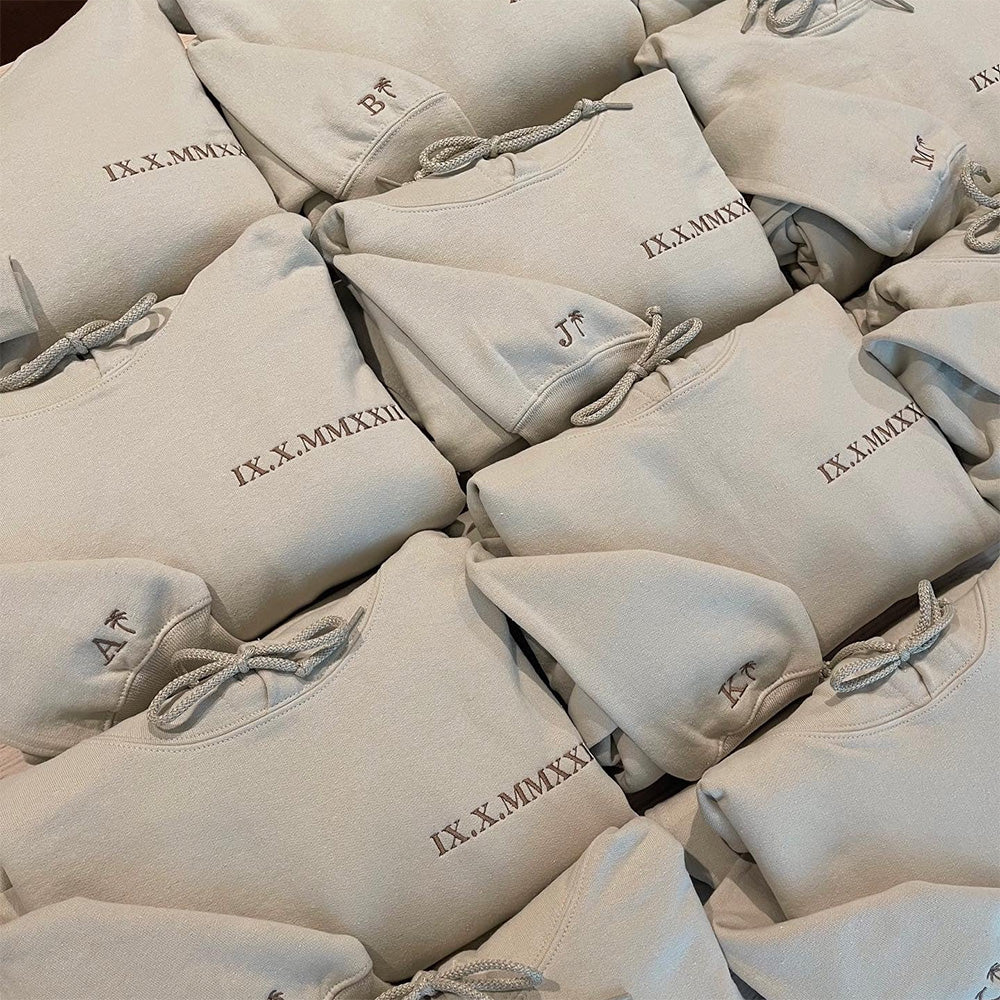 50%off⭐️Personalized Embroidered Roman Numeral Couples Hoodie/Sweatshirt