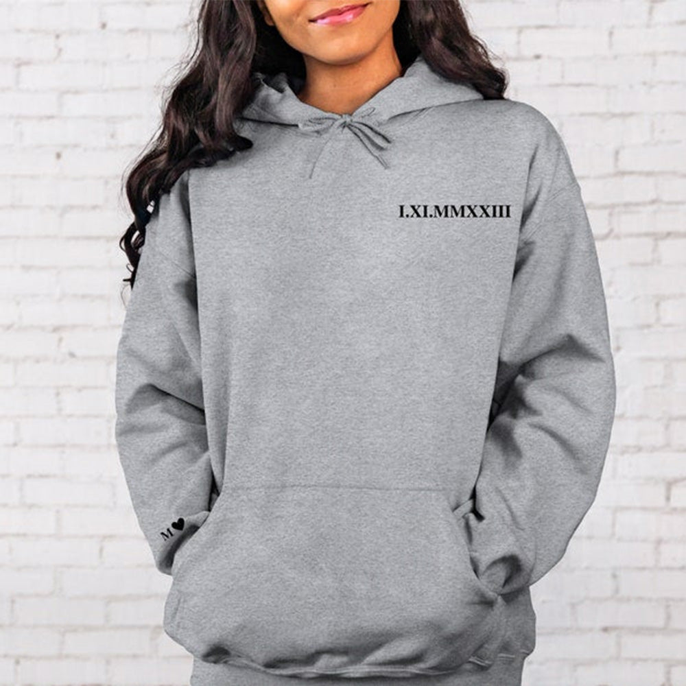 50%off⭐️Personalized Embroidered Roman Numeral Couples Hoodie/Sweatshirt
