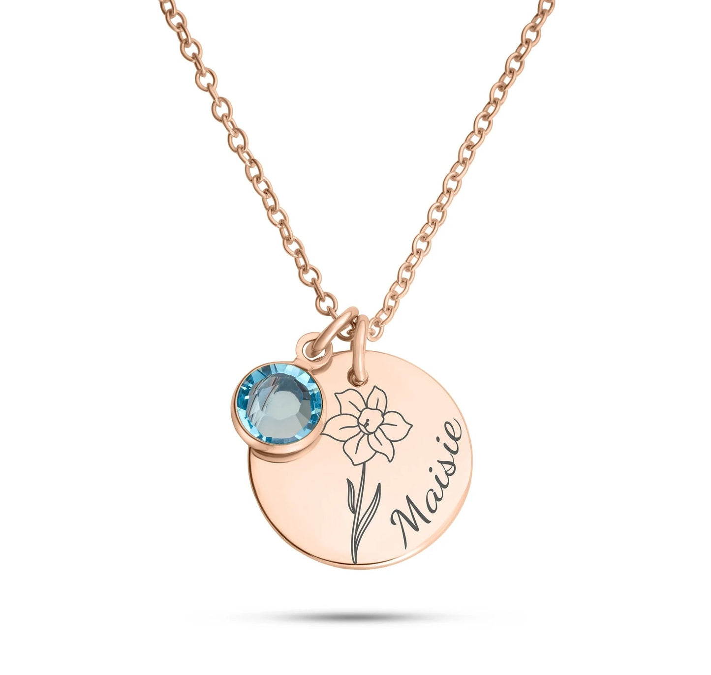 Custom Birth Flower Name Necklace For Wife/Girlfriend/Mom/Daughter