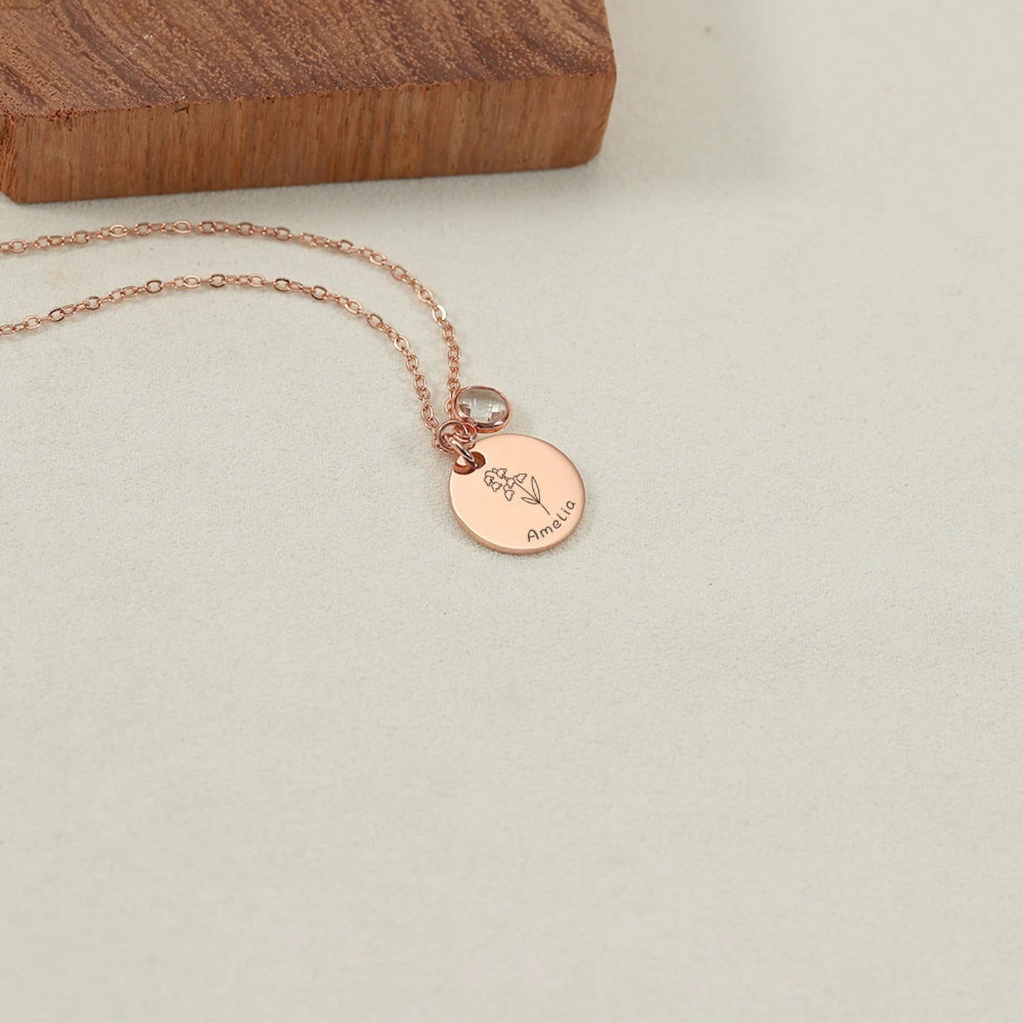 Custom Birth Flower Name Necklace For Wife/Girlfriend/Mom/Daughter