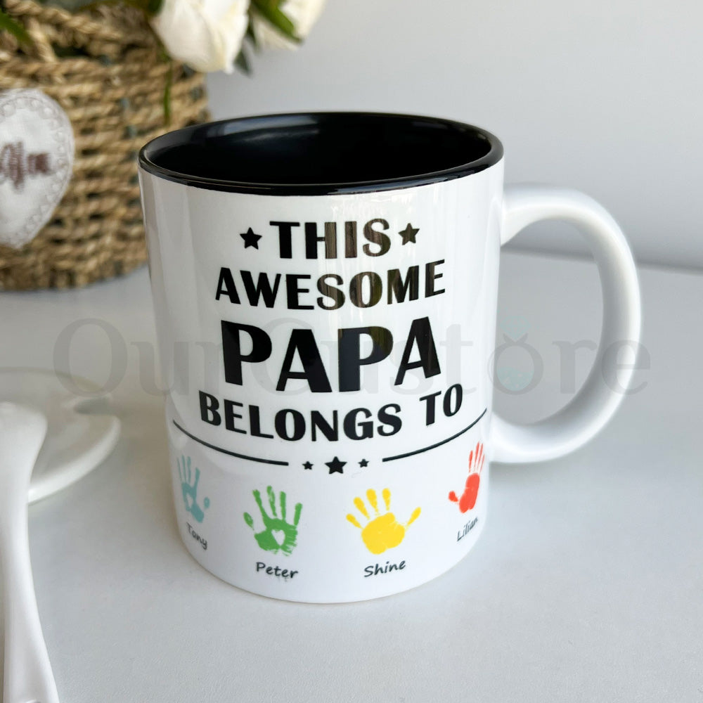 Personalized This Awesome Daddy Belongs to Mug