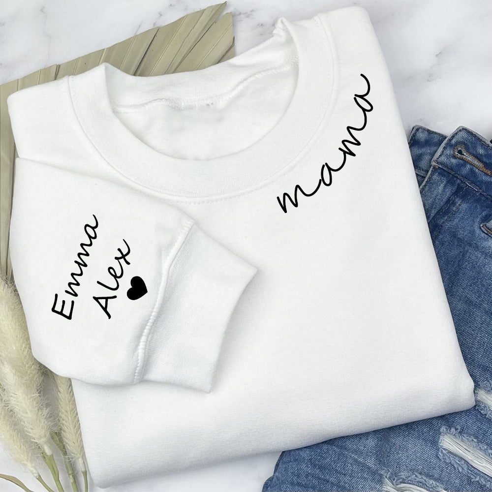Custom Mama Hoodie with Children Name on Sleeve