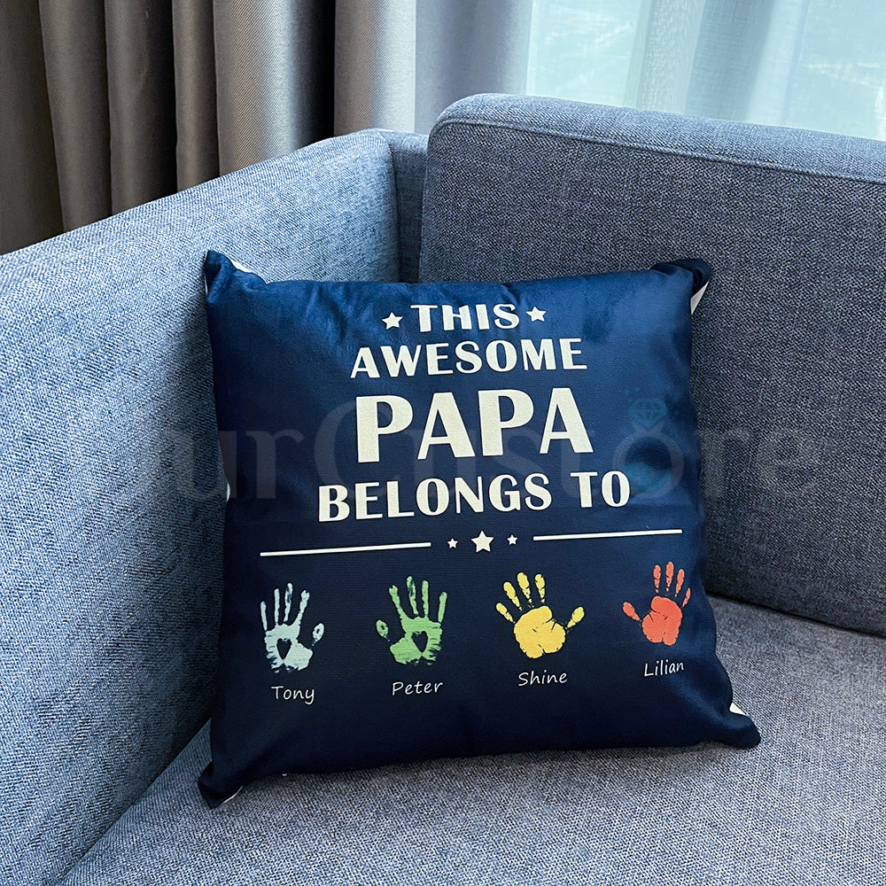 Personalized This Awesome Daddy Belongs to Pillow