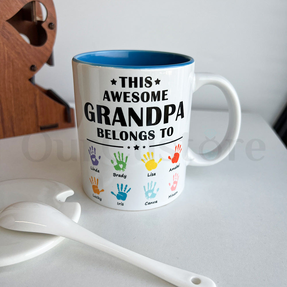 Personalized This Awesome Daddy Belongs to Mug