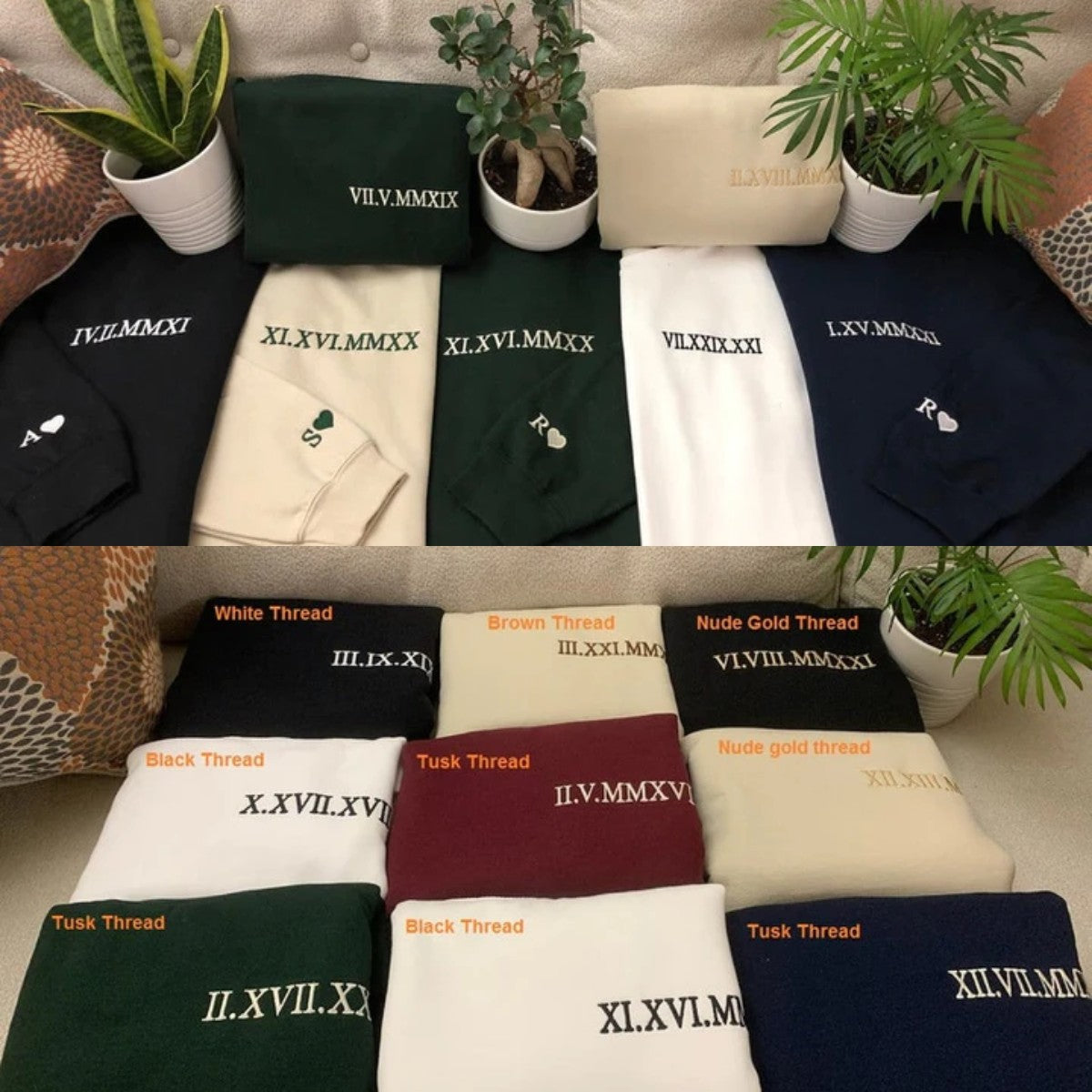 50%off⭐️Personalized Embroidered Roman Numeral Couples Hoodie/Sweatshirt