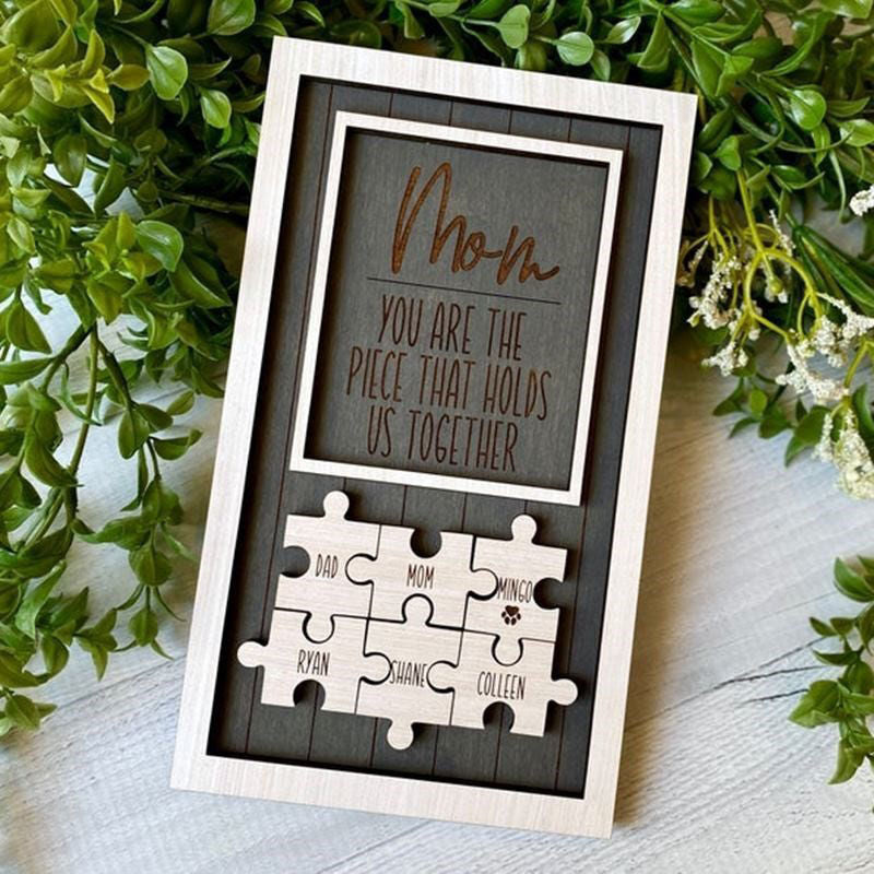 Personalized Rectangle Wooden Puzzle Frame Gift for Mom