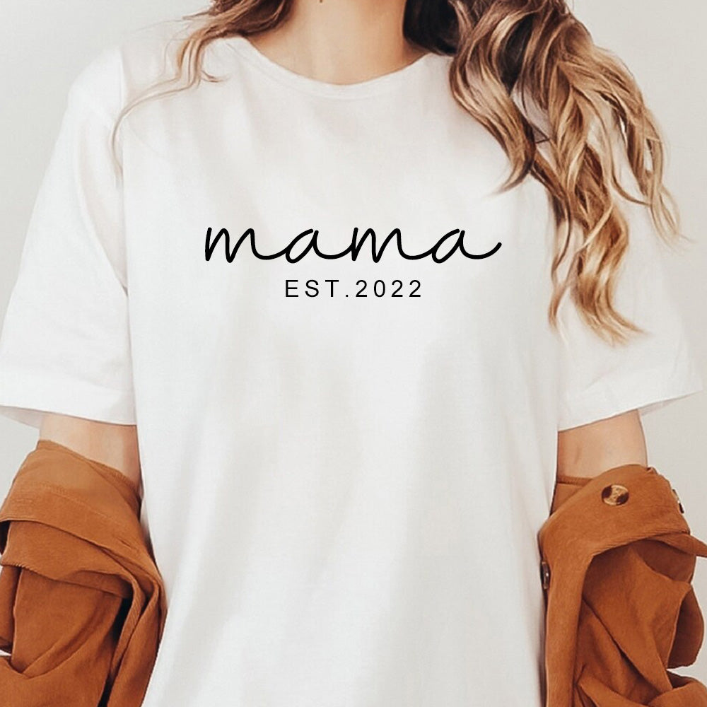 Personalized Mama T-shirt Hoodie with Children Name on Sleeve