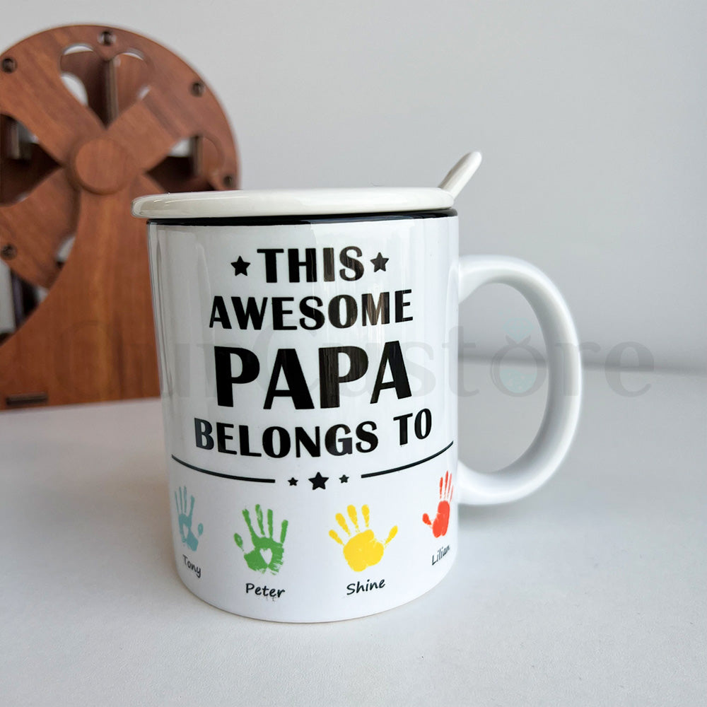 Personalized This Awesome Daddy Belongs to Mug
