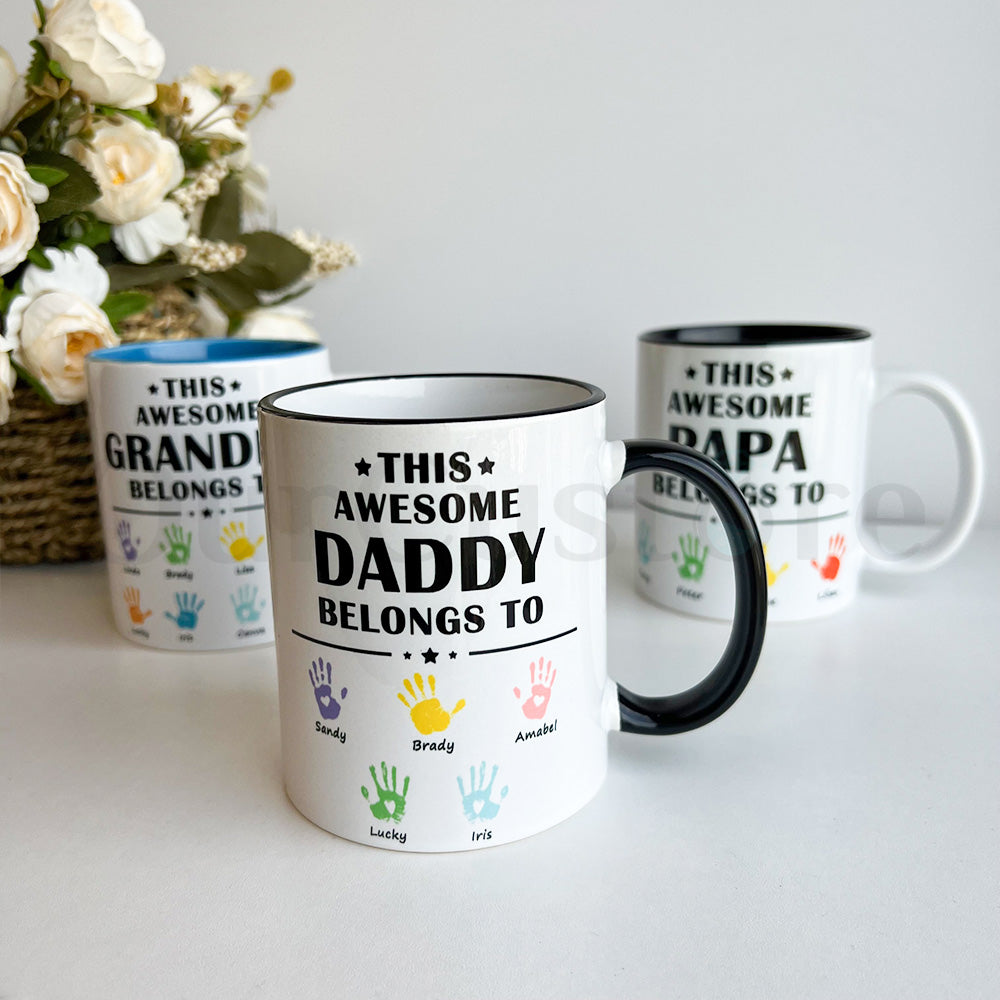 Personalized This Awesome Daddy Belongs to Mug