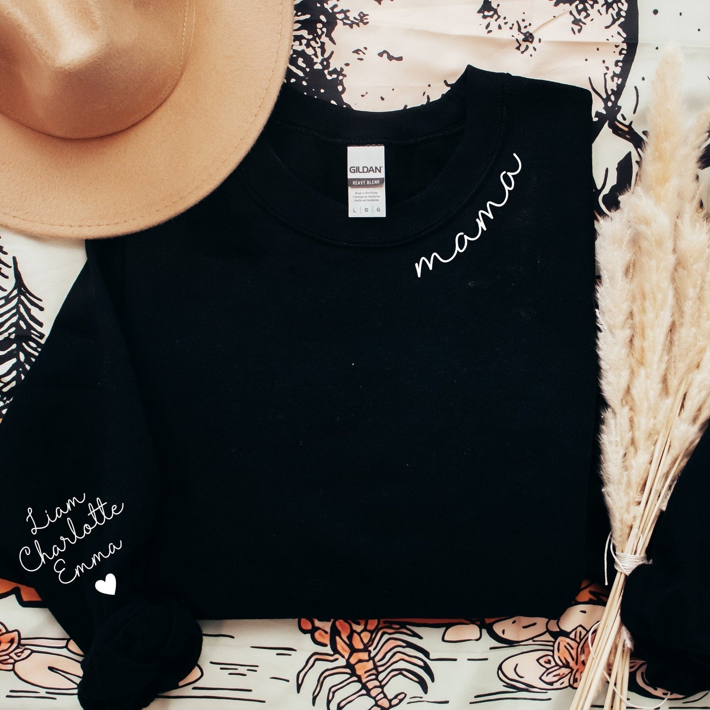 Custom Mama Hoodie with Children Name on Sleeve