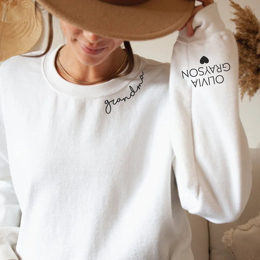 Custom Mama Hoodie with Children Name on Sleeve
