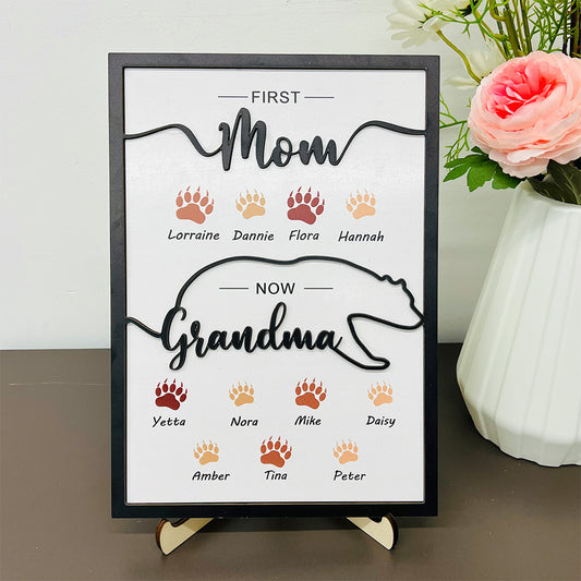 First Mom Now Grandma Bear Wooden Plaque