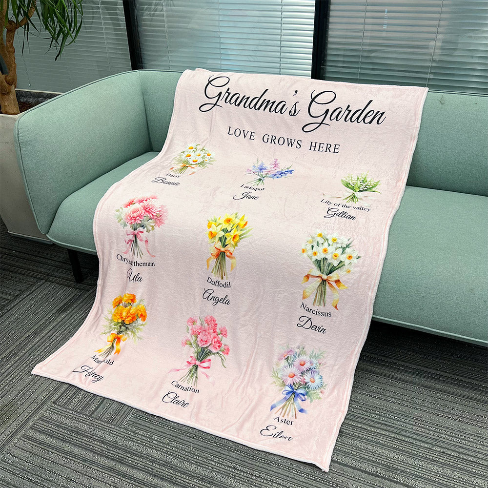 50%OFF⭐️Birth Month Flower Bouquet Customized Blanket