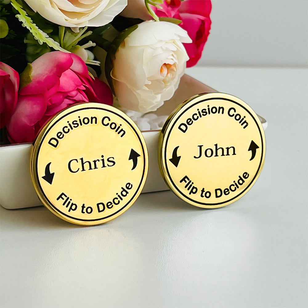 50%OFF ⭐️ Custom Couples Decision Coin Engraved Metal Flip Coin 2 pcs.