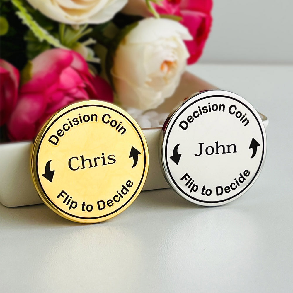50%OFF ⭐️ Custom Couples Decision Coin Engraved Metal Flip Coin 2 pcs.