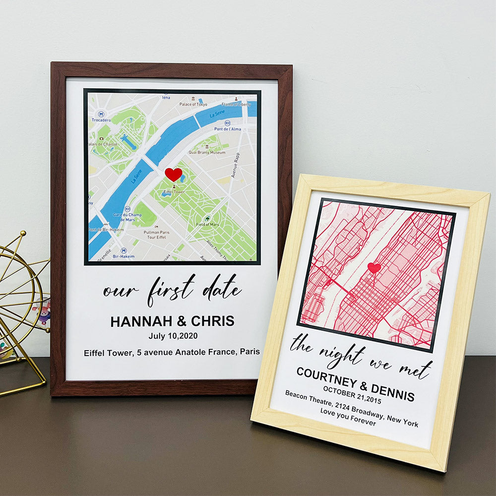 50%OFF⭐️Personalized First Date Map Framed Gift For Couples – HiCustore