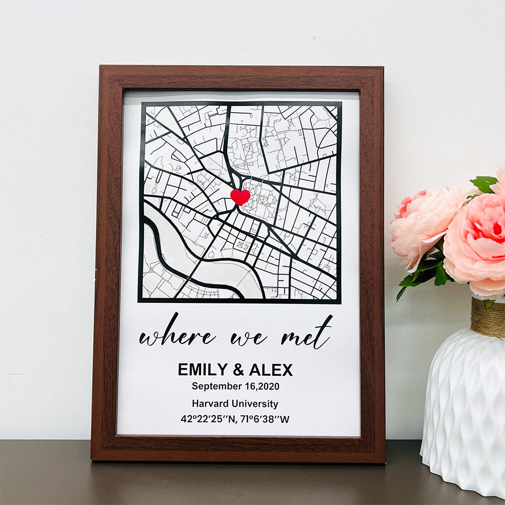 50%OFF⭐️Personalized First Date Map Framed Gift For Couples