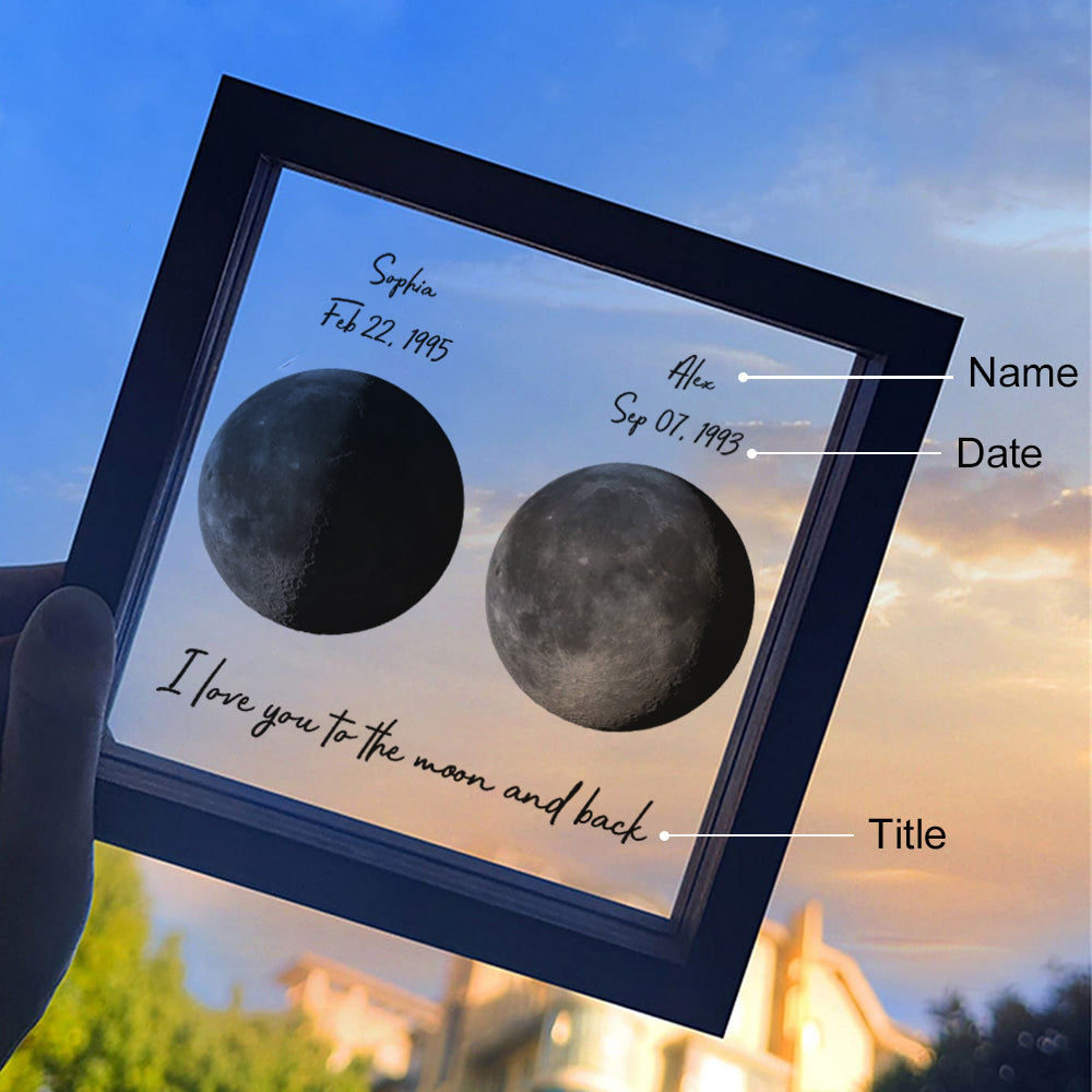 🌔Custom Birth Moon Phases LED Light Frame – HiCustore