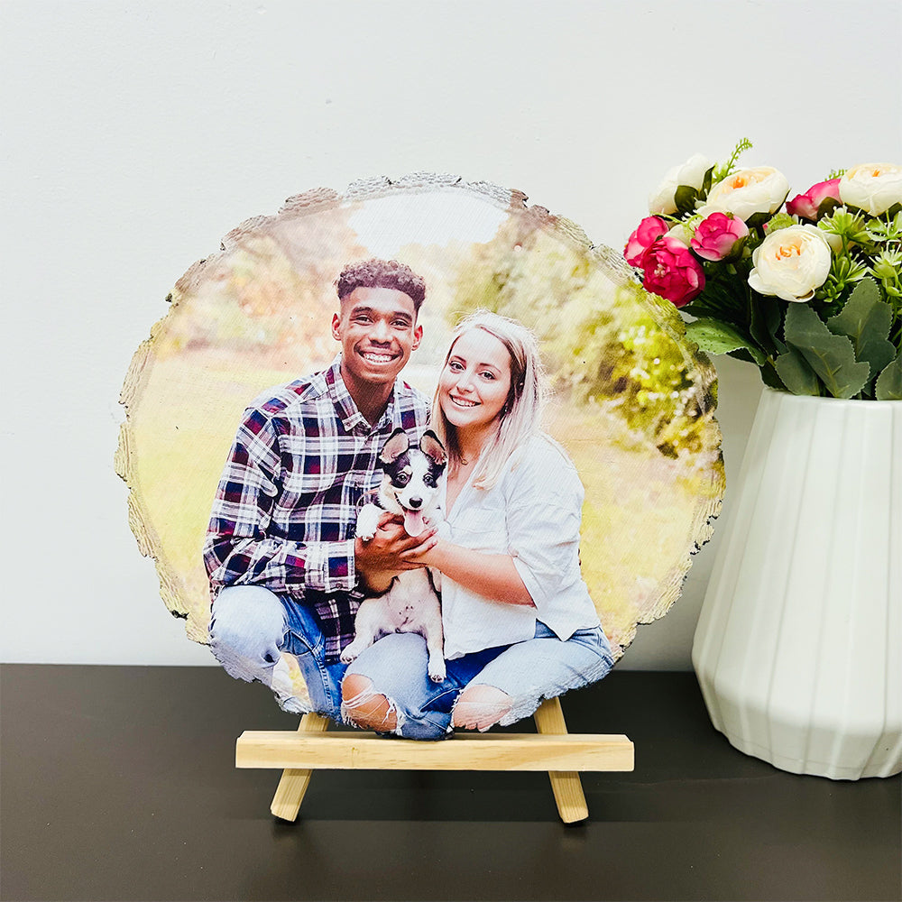 50%OFF ⭐️ Custom Natural Wood Slice With Photo And Engraved Text