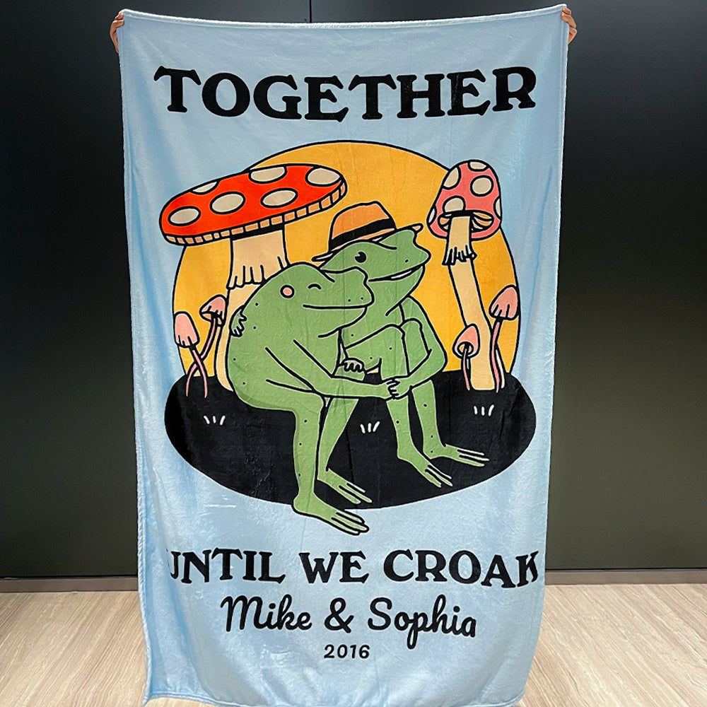 50%OFF⭐️Personalized Frog Illustration Blanket Together Until We Croak Style 3