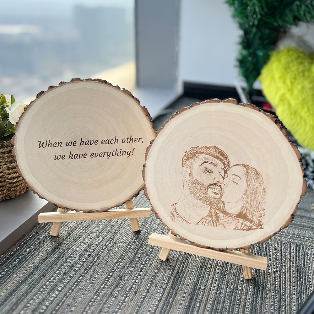 50%OFF ⭐️ Custom Natural Wood Slice With Photo And Engraved Text