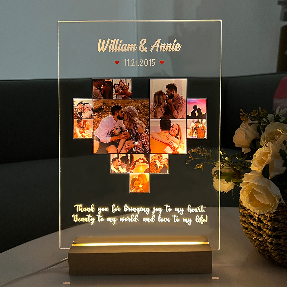 Custom Heart Photo LED Light Frame With Text – HiCustore