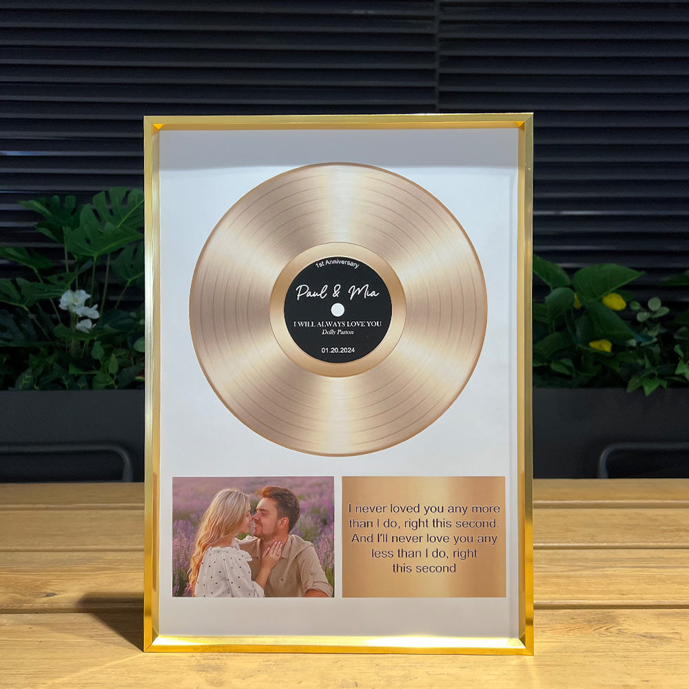 50%OFF⭐️Custom Gold Vinyl Record Frame with Photo and Song