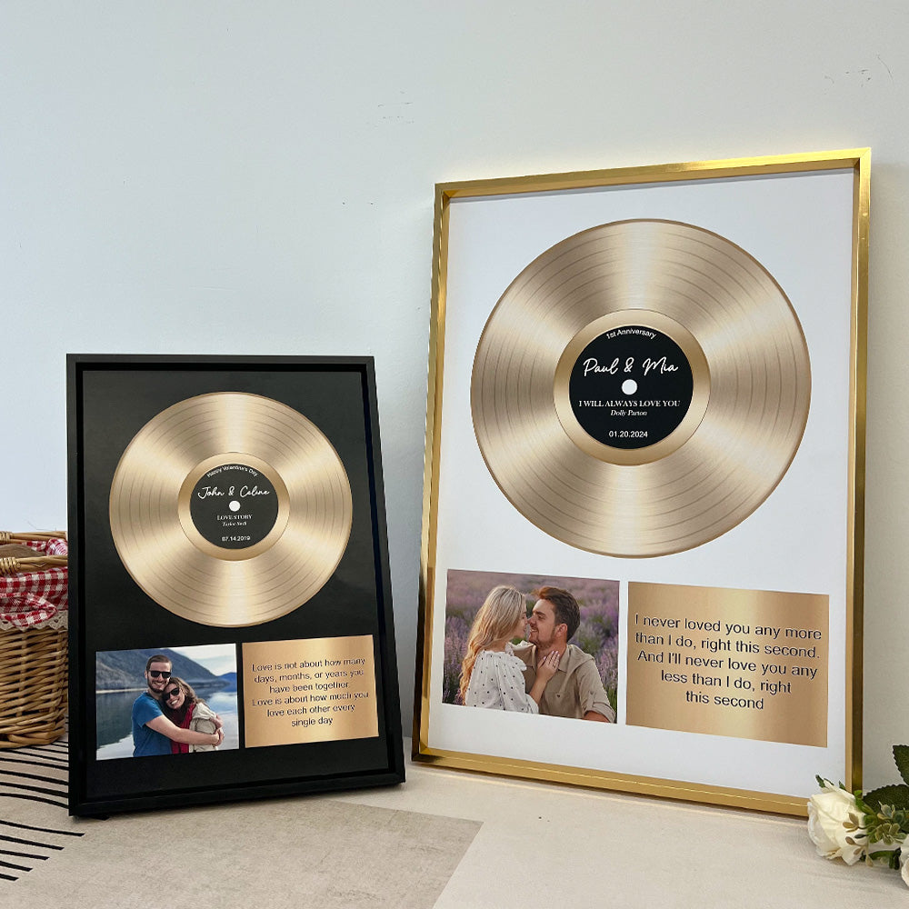 50%OFF⭐️Custom Gold Vinyl Record Frame with Photo and Song