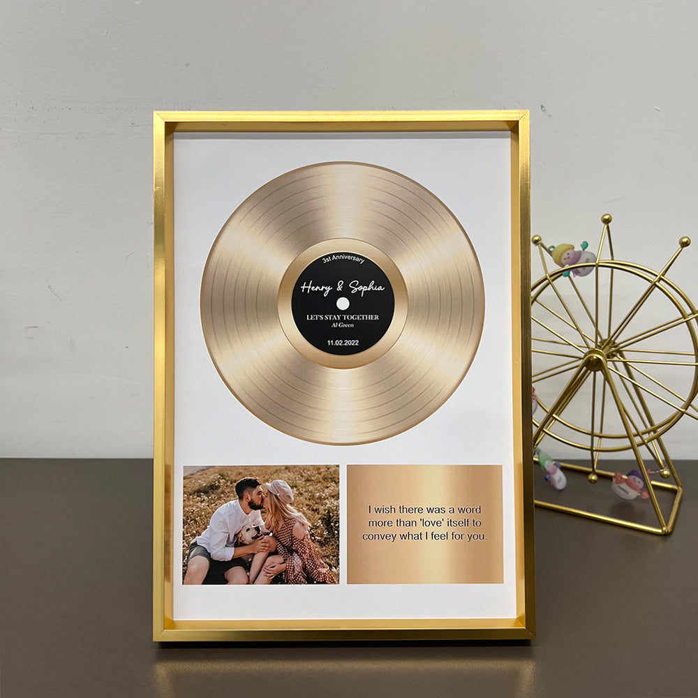 50%OFF⭐️Custom Gold Vinyl Record Frame with Photo and Song
