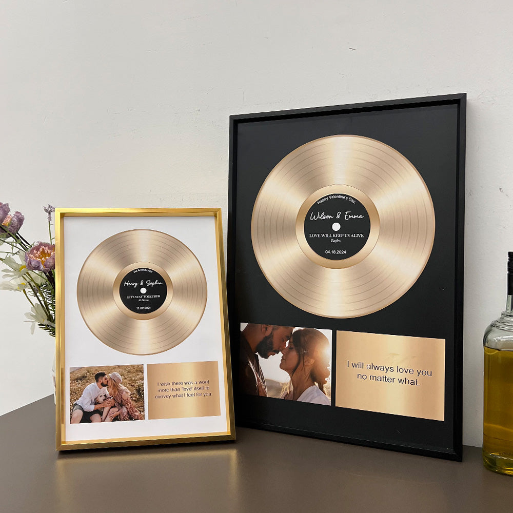 50%OFF⭐️Custom Gold Vinyl Record Frame with Photo and Song