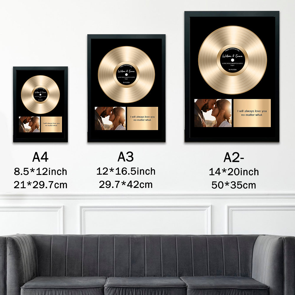 50%OFF⭐️Custom Gold Vinyl Record Frame with Photo and Song
