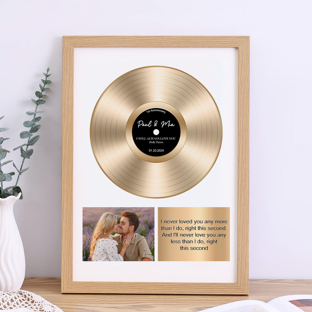 50%OFF⭐️Custom Gold Vinyl Record Frame with Photo and Song