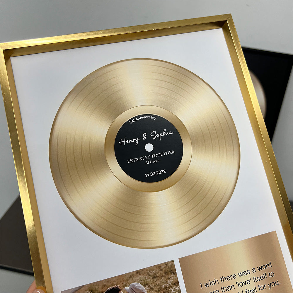 50%OFF⭐️Custom Gold Vinyl Record Frame with Photo and Song