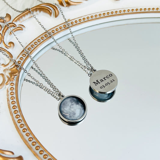 Custom Moon Phase Engraved Name Necklace