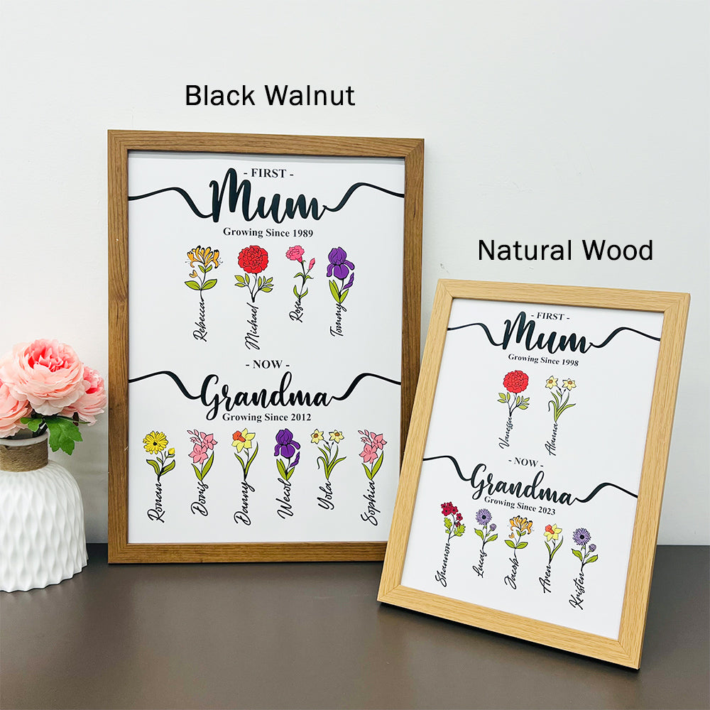 50%OFF⭐️First Mom Now Grandma's Garden Names Birth Flower Frame