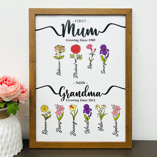 50%OFF⭐️First Mom Now Grandma's Garden Names Birth Flower Frame