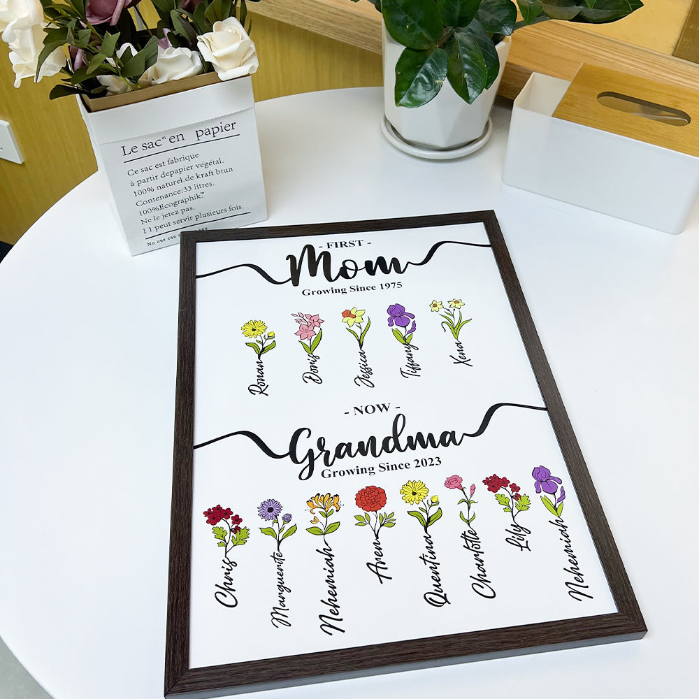 50%OFF⭐️First Mom Now Grandma's Garden Names Birth Flower Frame