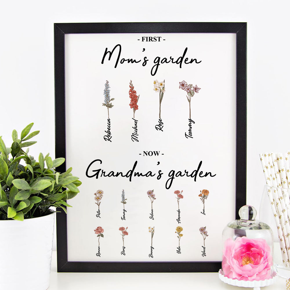 50%OFF⭐️First Mom Now Grandma's Garden Names Birth Flower Frame