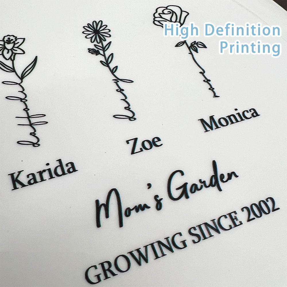 Personalized Mom's Garden Tile with Birthflowers and Names