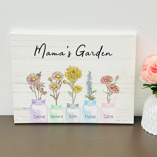 50% OFF⭐️Custom Mom's/Grandma's Garden Is Her Children's Names And Birth Flower In Vase For Frame