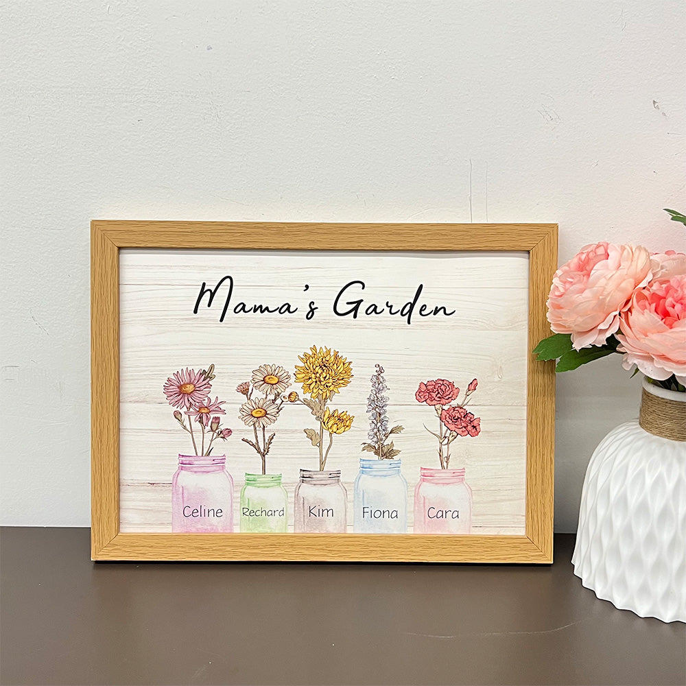 50% OFF⭐️Custom Mom's/Grandma's Garden Is Her Children's Names And Birth Flower In Vase For Frame