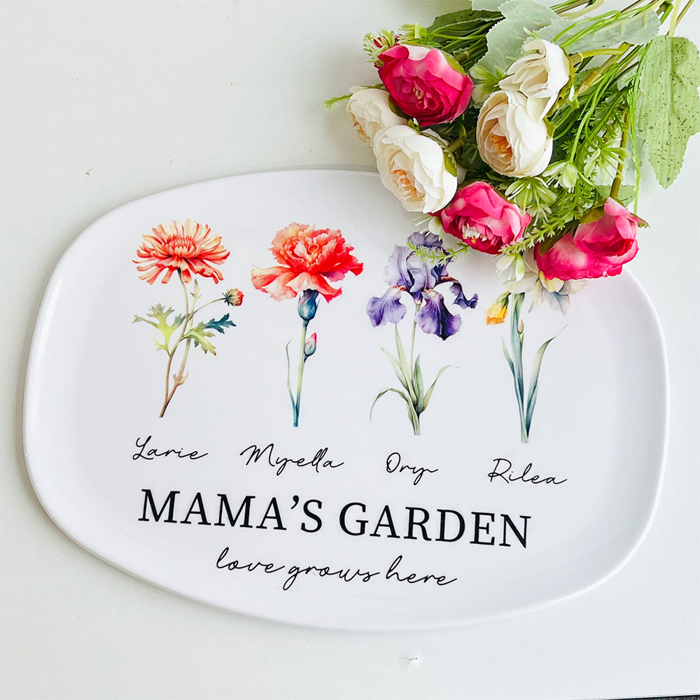 50%OFF⭐️Personalized Mom's Garden Plate with Birthflowers and Names