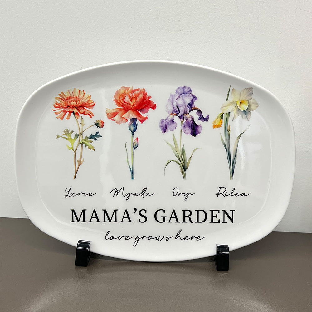 50%OFF⭐️Personalized Mom's Garden Plate with Birthflowers and Names