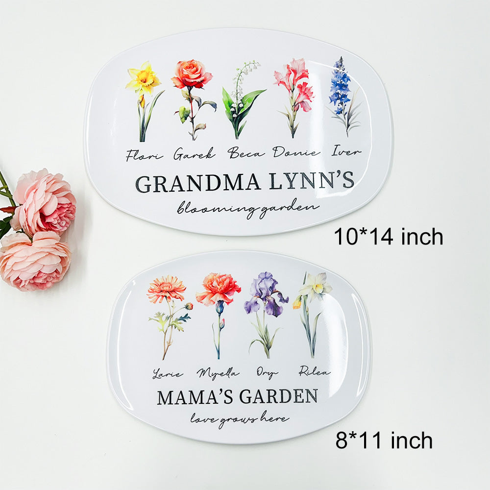 50%OFF⭐️Personalized Mom's Garden Plate with Birthflowers and Names