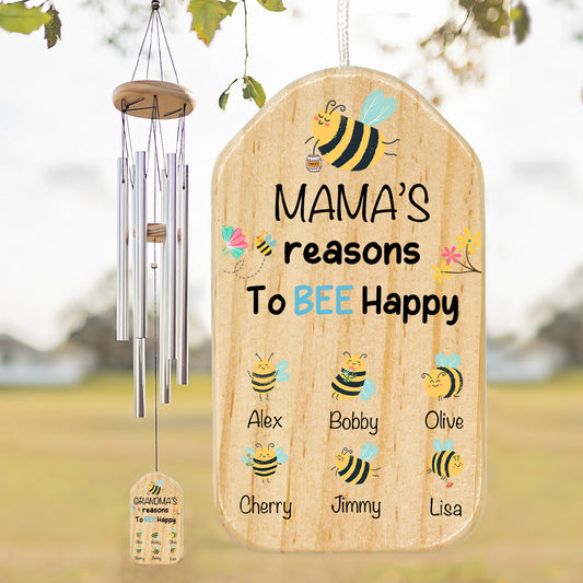 Mama/Grandma's Reasons To Bee🐝 Happy Customized Lucky Wind Chimes